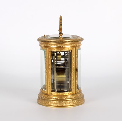 Lot A Good Late 19th Century French Five-Glass Ormolu Repeating Carriage Clock with Alarm