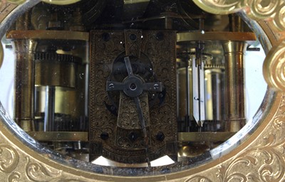 Lot A Good Late 19th Century French Five-Glass Ormolu Repeating Carriage Clock with Alarm