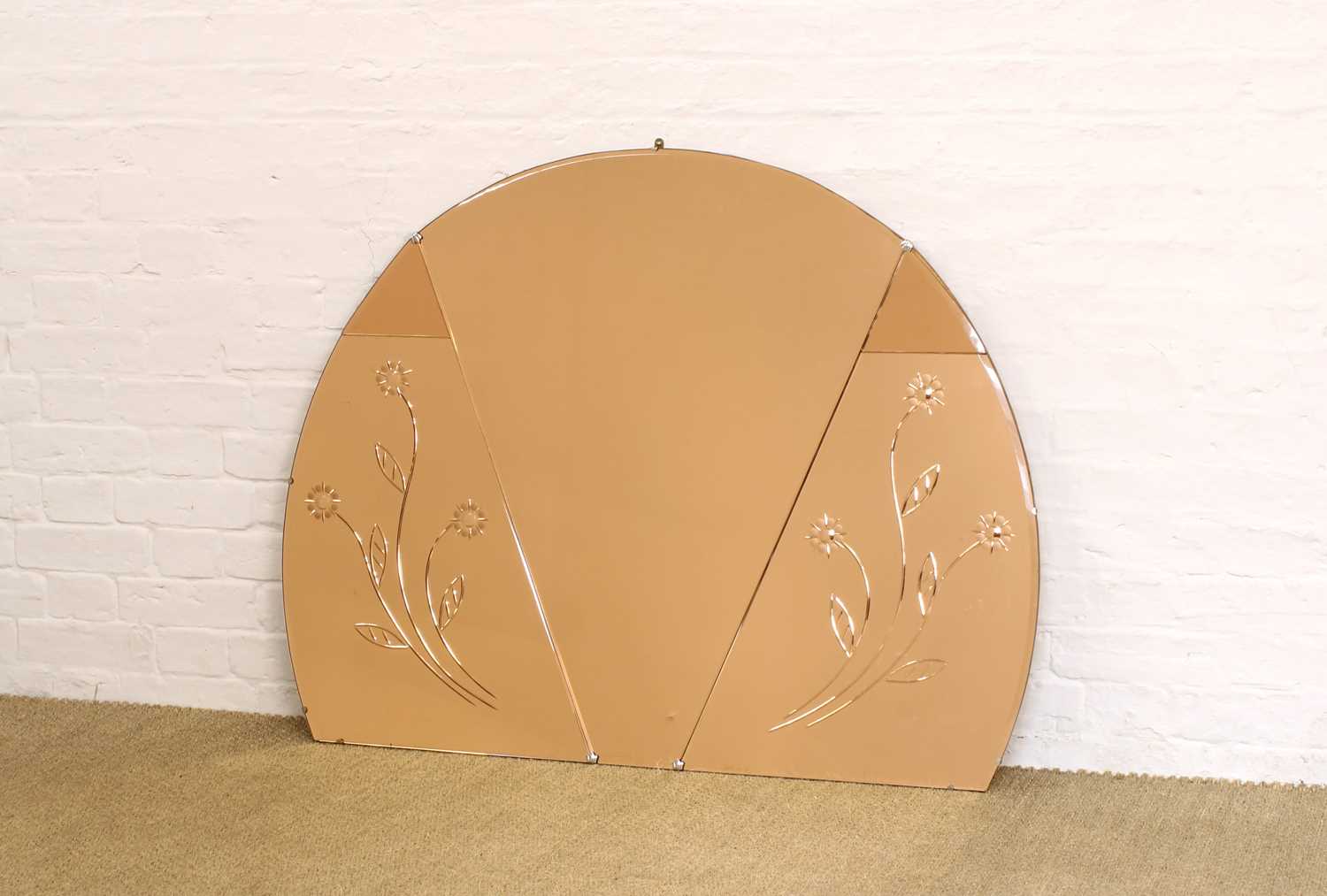 Lot 174 - Large Art Deco Peach Glass Mirror