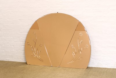 Lot Large Art Deco Peach Glass Mirror