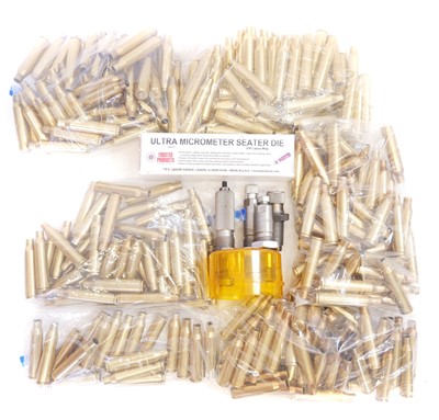 Lot 592 - .338 Lapua reloading dies and cases, to...