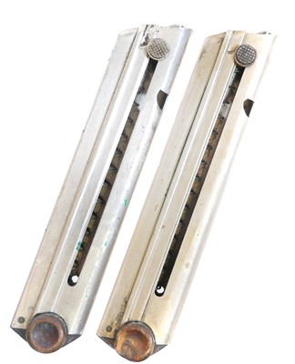 Lot 462 - Two Luger wood base magazines, one with German...