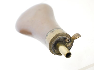 Lot Sykes 120 bore revolver powder flask, brass...