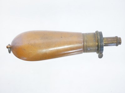 Lot 120 bore revolver powder flask, brass and...