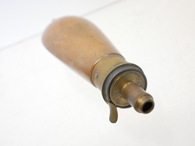Lot 120 bore revolver powder flask, brass and...