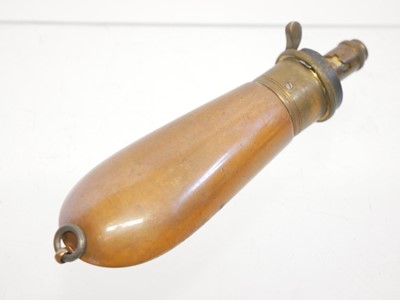 Lot 120 bore revolver powder flask, brass and...