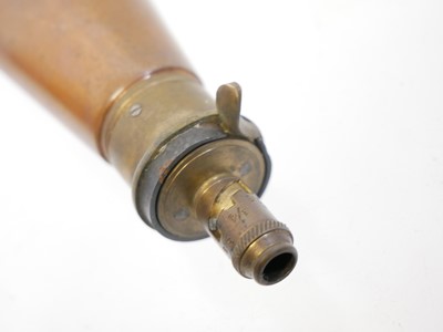 Lot 120 bore revolver powder flask, brass and...
