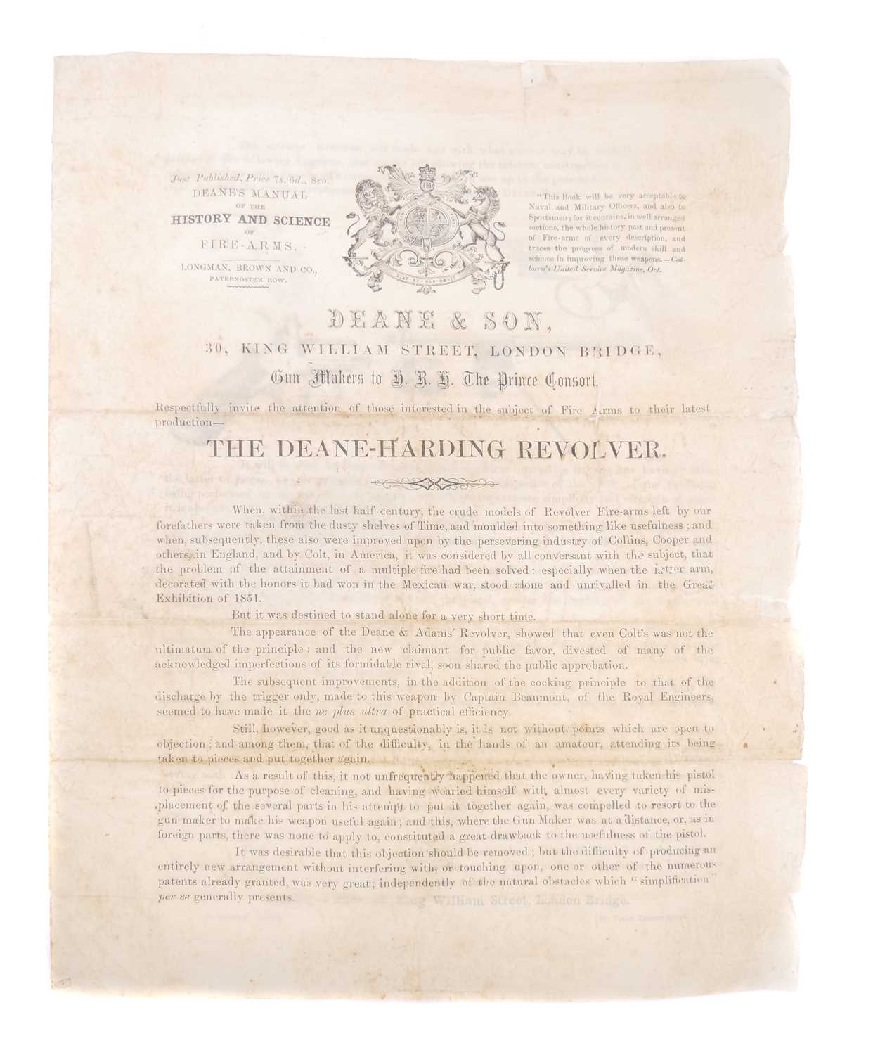 Lot 65 - Deane Harding Revolver instruction sheet,