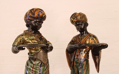 Lot A Rare Pair of 19th Century Venetian 'Blackamoor' Figures on Integral Stands