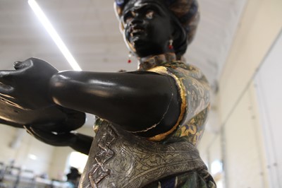 Lot A Rare Pair of 19th Century Venetian 'Blackamoor' Figures on Integral Stands