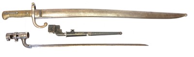 Lot 185 - Mle.1866 Chassepot bayonet and scabbard, also...