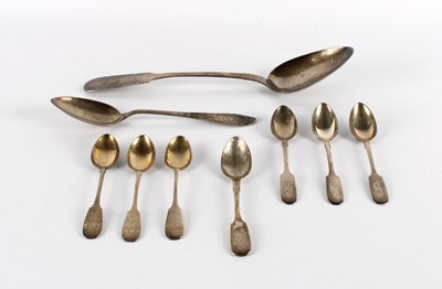 Lot A 19th Century Russian Silver Serving Spoon and Further Various Silver Spoons