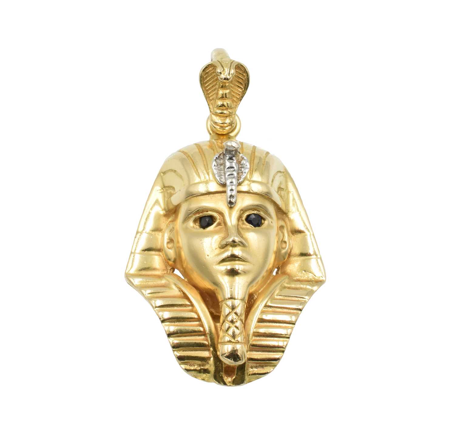 Lot A 14ct Yellow gold and sapphire pharaoh pendant