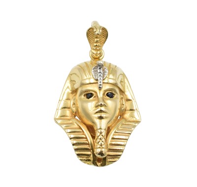 Lot A 14ct Yellow gold and sapphire pharaoh pendant
