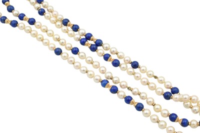Lot Pearl and lapis lazuli necklace set