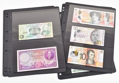 Lot 66 - A selection of sleeves containing banknotes from Ireland, Scotland and others