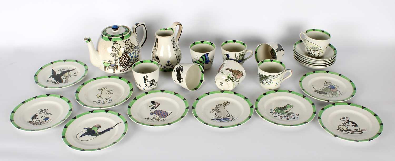 Lot 110 - An Early 20th Century Pottery Tea Service with Whimsical Decoration