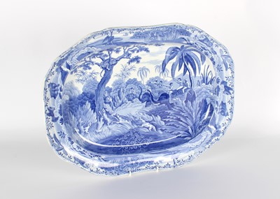 Lot A Large and Rare "Shooting a Leopard in a Tree" Serving Dish by Spode