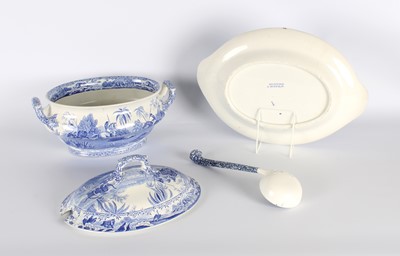 Lot A Large "Hunting a Buffalo" Soup Tureen, Ladle and Stand by Spode