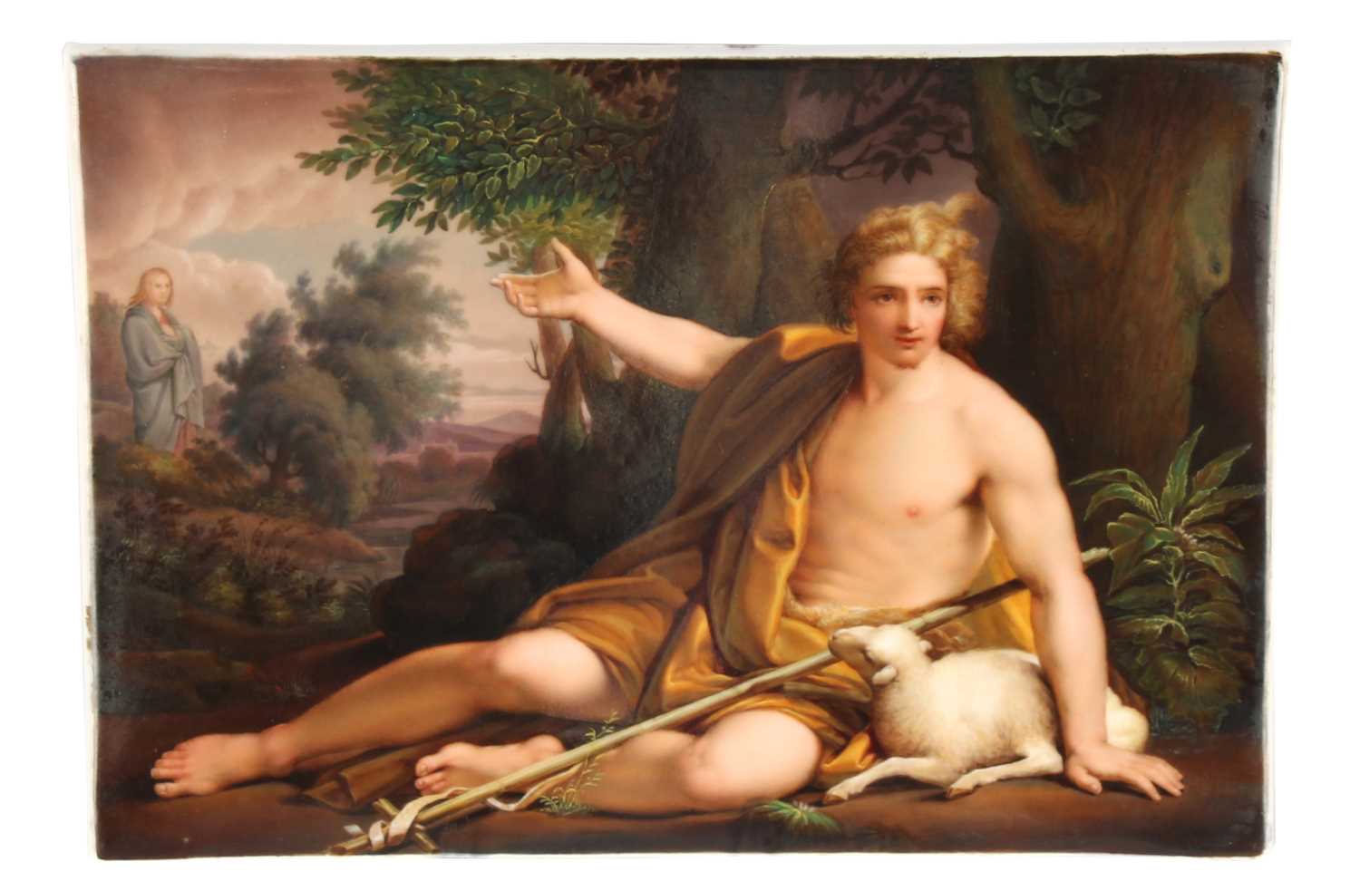 Lot A 19th Century Painted Porcelain Plaque Depicting Saint John the Baptist by KPM of Berlin