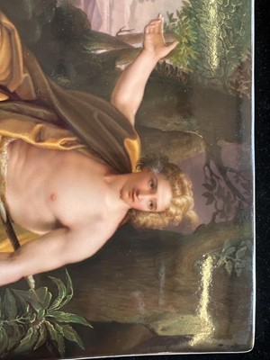 Lot 102 - A 19th Century Painted Porcelain Plaque Depicting Saint John the Baptist by KPM of Berlin