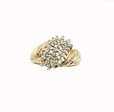 Lot A 9ct gold and diamond "croissant" style ring