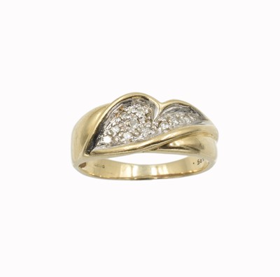 Lot A 14ct gold and diamond crossover ring