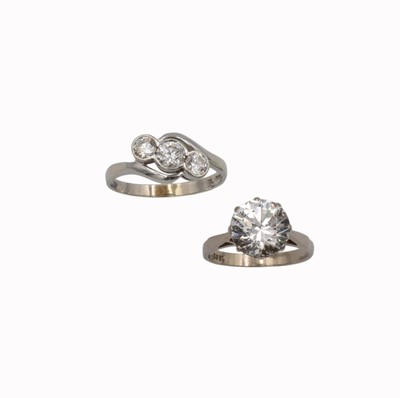 Lot Two CZ rings set in both 9ct and 18ct white gold
