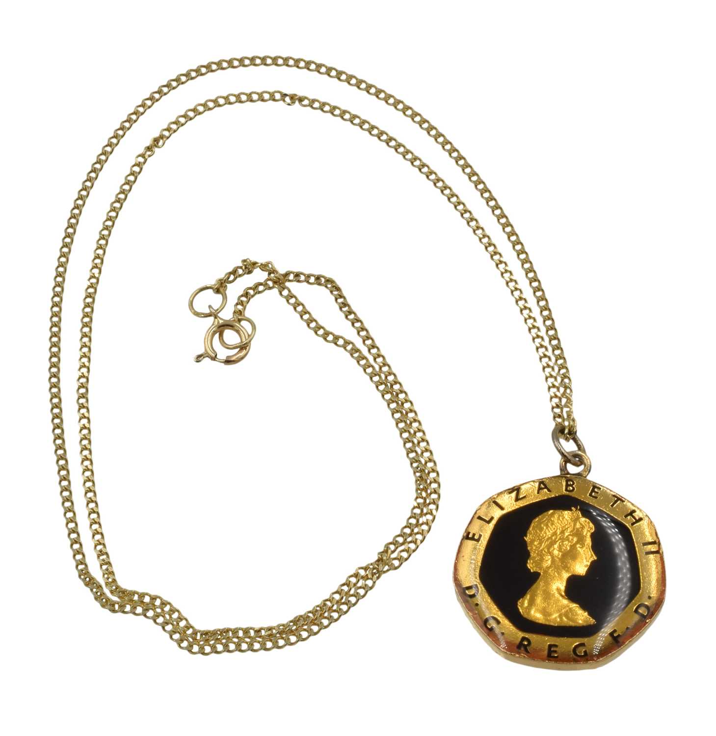 Lot 189 - A 9ct gold vintage 20 pence pendant