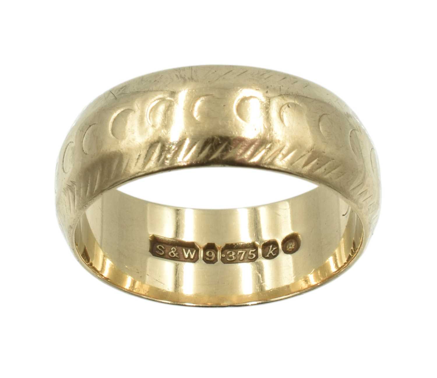 Lot 157 - A 9ct yellow gold wide wedding band