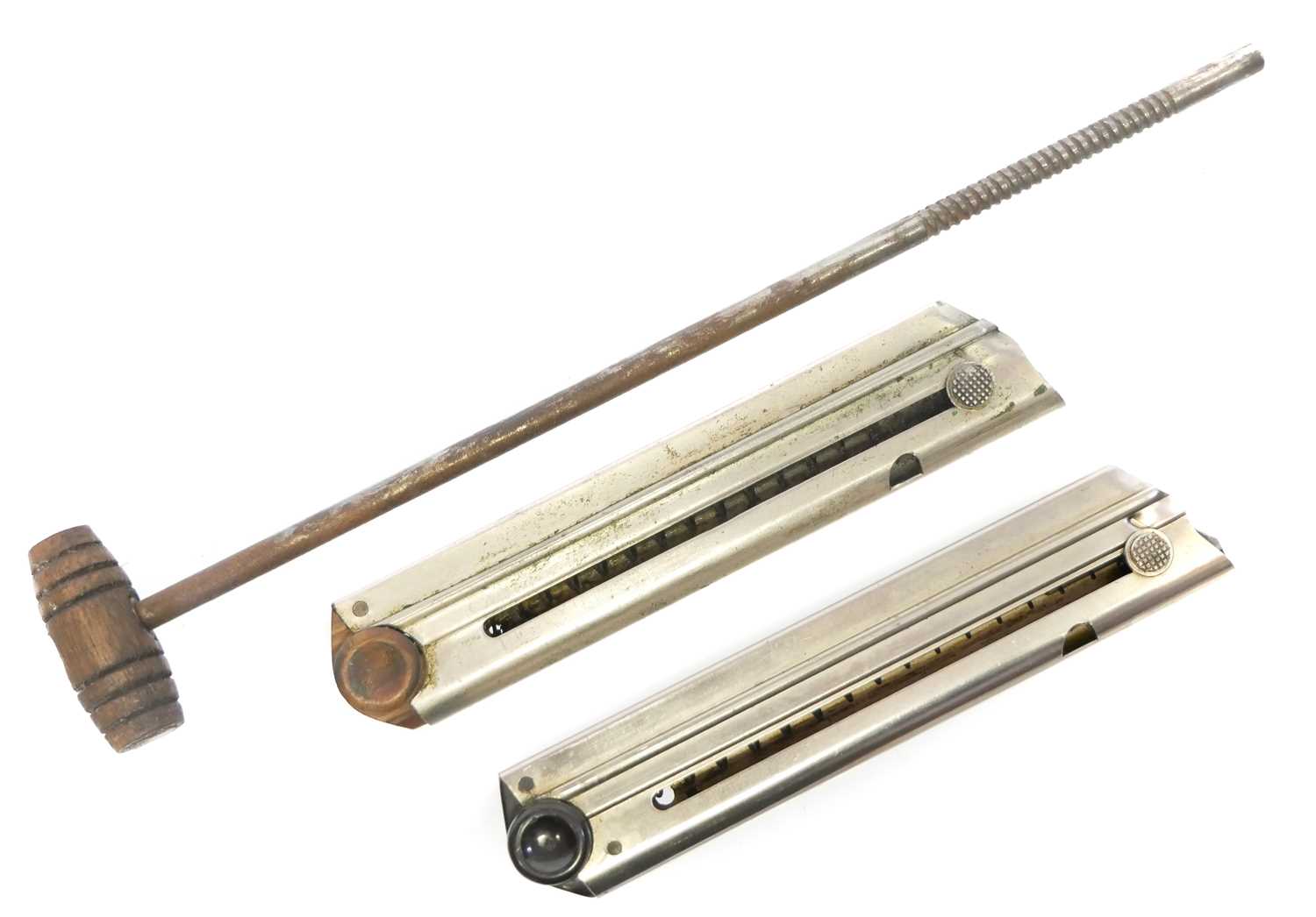 Lot Two Luger P08 magazines, one with wood base...