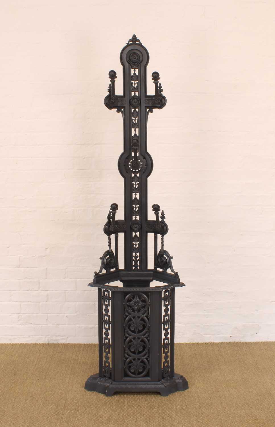 Lot A Tall Victorian Aesthetic Movement 'Country House' Cast Iron Coat & Stick/Umbrella Stand