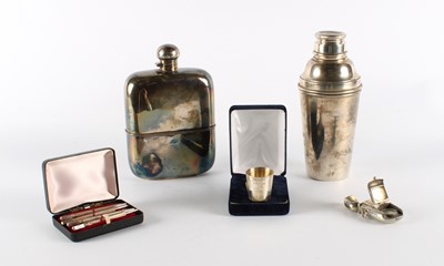 Lot 60 - An Elizabeth II Silver Spirit Measure and Set of Four Bridge Markers