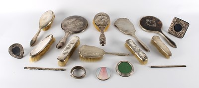 Lot 5 - A Group of Edwardian and Later Silver Mounted Dressing Table Accessories