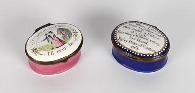 Lot Two 19th Century Bilston-Type Enamel Patch Boxes