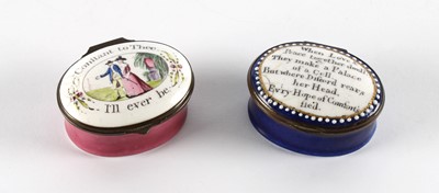 Lot 101 - Two 19th Century Bilston-Type Enamel Patch Boxes