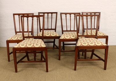 Lot 268 - A Set of Six George III Sheraton-Style Mahogany Dining Chairs