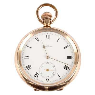 Lot 276 - A gold-plated Waltham open-face pocket watch