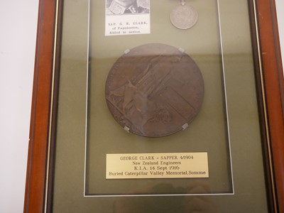 Lot Framed WWI death penny or memorial plaque for...