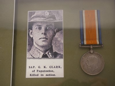 Lot Framed WWI death penny or memorial plaque for...