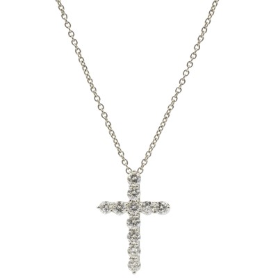 Lot 36 - A Tiffany & Co. platinum and diamond cross pendant
