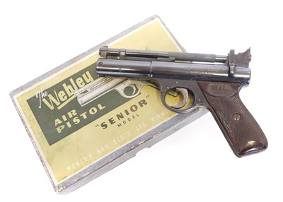 Lot Boxed Webley Senior .22 air pistol, cylinder...