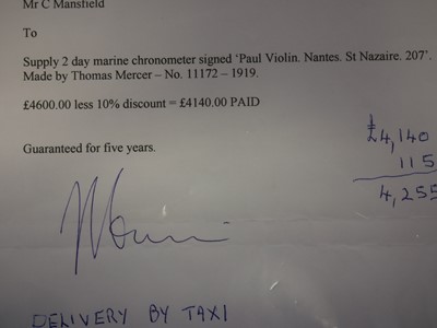 Lot Two day marine Chronometer, the dial signed...