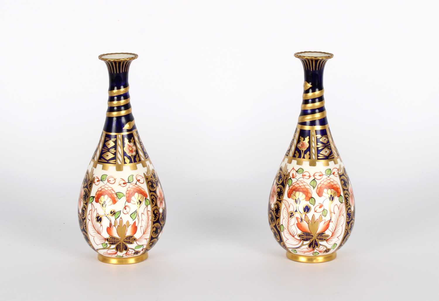 Lot A Pair of Royal Crown Derby "Imari" Bud Vases