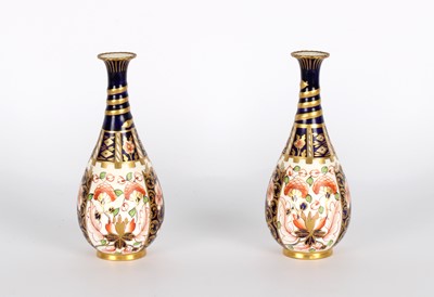 Lot A Pair of Royal Crown Derby "Imari" Bud Vases
