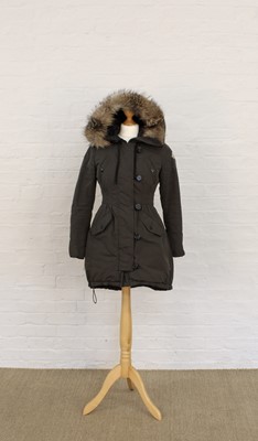 Lot 290 - Moncler Khaki Down Jacket with Fur Trim.