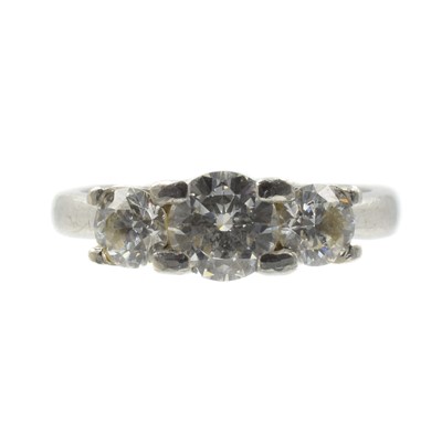 Lot 65 - A diamond trilogy ring and platinum wedding band set