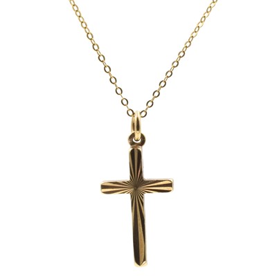 Lot 9 - A 9ct gold cross and chain