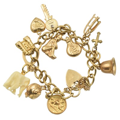 Lot 70 - A 9ct gold charm bracelet