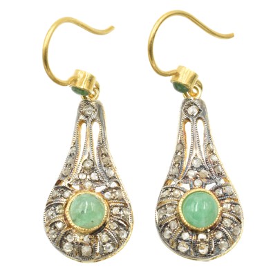 Lot 44 - A Pair of emerald and diamond Earrings
